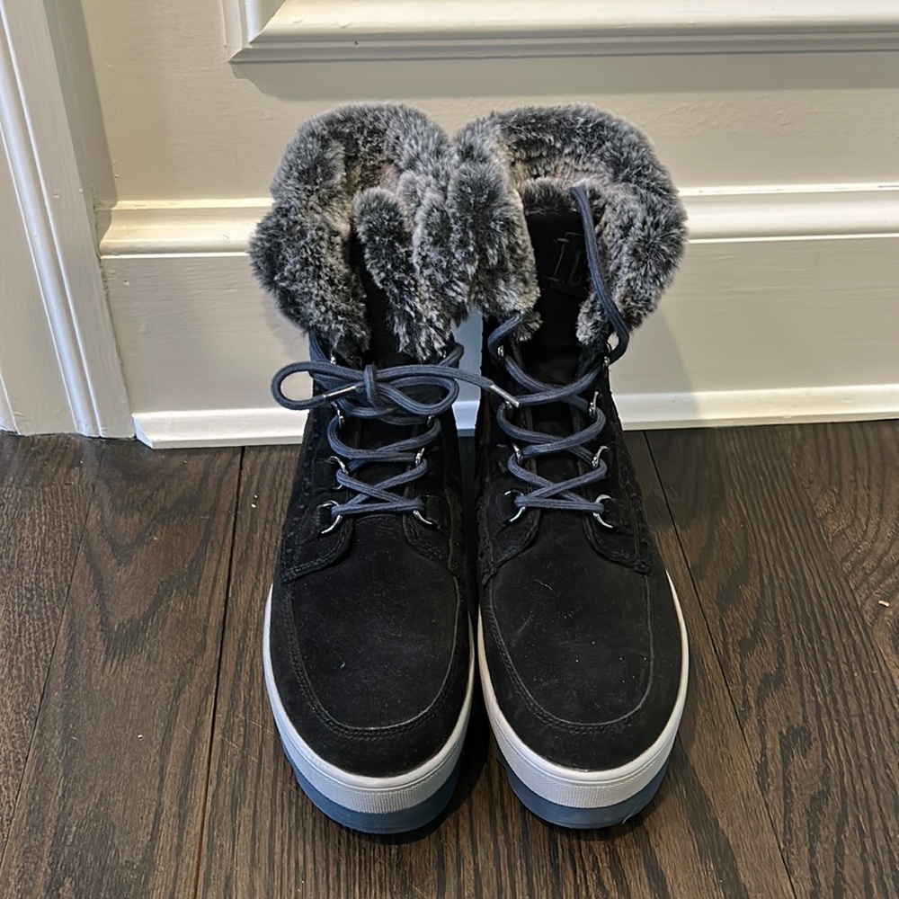 Black waterproof winter boots
